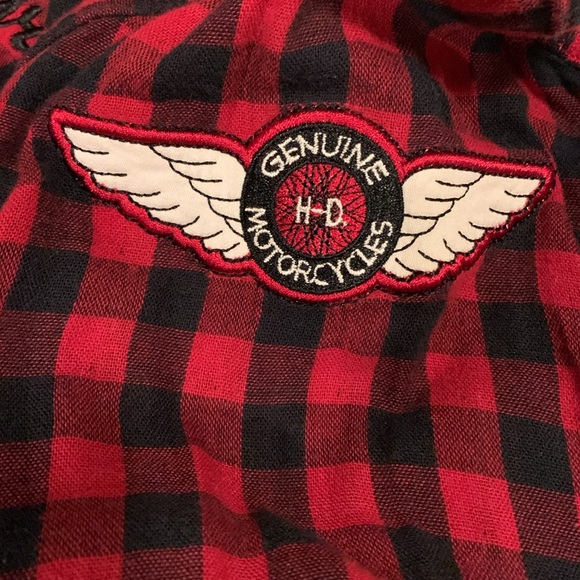 Harley Davidson Men Buffalo Plaid Snap embroidered/Patches Long Sleeve(Lg) - Picture 5 of 15